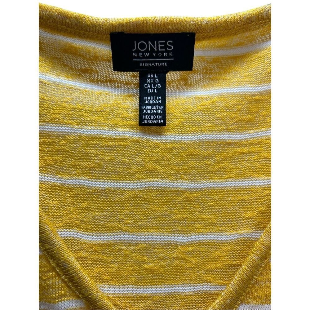 Jones New York Signature Yellow White Striped V-Neck Tank Top Womens Size L - Picture 3 of 7